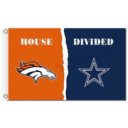 NFL Denver Broncos 3'x5' polyester flags divided with Dallas