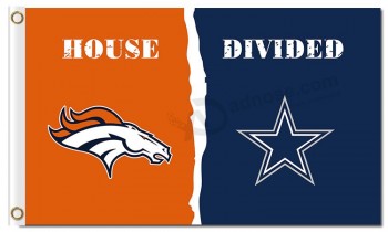 NFL Denver Broncos 3'x5' polyester flags divided with Dallas