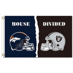 NFL Denver Broncos 3'x5' polyester flags divided with Raiders