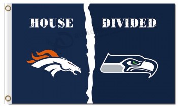 NFL Denver Broncos 3'x5' polyester flags divided with seahawks