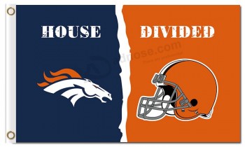 NFL Denver Broncos 3'x5' polyester flags divided with Browns