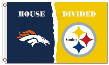 NFL Denver Broncos 3'x5' polyester flags divided with Steelers