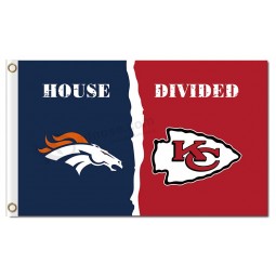 NFL Denver Broncos 3'x5' polyester flags divided with Kansas City
