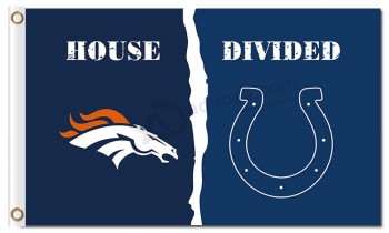 NFL Denver Broncos 3'x5' polyester flags divided with Polis