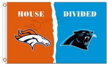NFL Denver Broncos 3'x5' polyester flags divided with Panthers