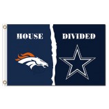 Nfl denver broncos 3'x5 'polyester fahnen haus geteilt mit cowboys