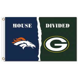 Nfl denver broncos 3'x5 'casa de bandeiras de poliéster dividida com green bay
