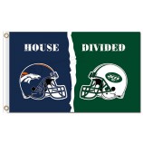 Nfl denver broncos 3'x5 'polyester fahnenhaus geteilt mit jets