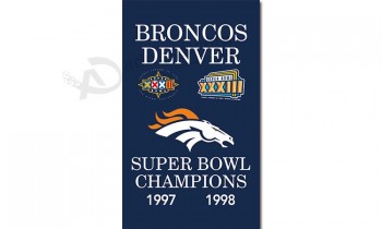 Nfl denver broncos 3'x5'聚酯旗帜冠军 1997 1998