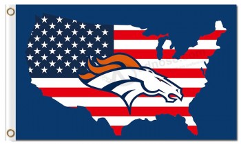 Custom high-end NFL Denver Broncos 3'x5' polyester flags US map