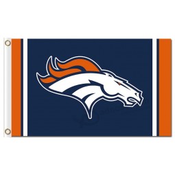 Custom high-end NFL Denver Broncos 3'x5' polyester flags logo with stripes two sides