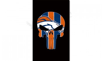 Custom high-end NFL Denver Broncos 3'x5' polyester flags skull