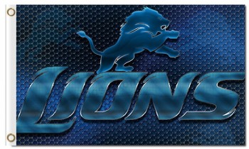Custom high-end NFL Detroit Lions 3'x5' polyester flags Honeycomb background