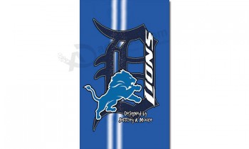 Haut personnalisé-Fin nfl detroit lions drapeaux en polyester 3'x5 '