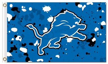 Personnalisé pas cher nfl detroit lions 3'x5 'polyester drapeaux taches d'encre