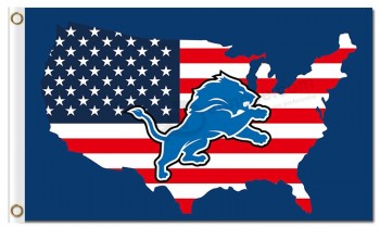 Custom cheap NFL Detroit Lions 3'x5' polyester flags US map