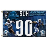 Benutzerdefinierte billige nfl detroit löwen 3'x5 'polyester flags suh 90