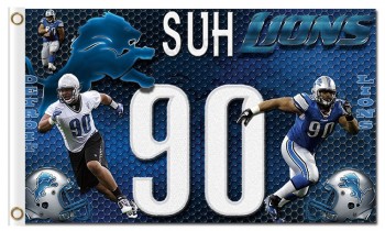 Custom cheap NFL Detroit Lions 3'x5' polyester flags SUH 90