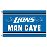 Benutzerdefinierte billig nfl detroit löwen 3'x5 'polyester fahnen mann höhle
