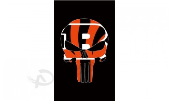 Wholesale custom NFL Cincinnati Bengals 3'x5' polyester flags skull