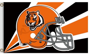 Wholesale custom NFL Cincinnati Bengals 3'x5' polyester flags helmet radioactive rays