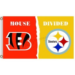 Großhandelskundenspezifische nfl Cincinnati Bengals 3'x5 Polyesterflaggen teilen sich mit steelers