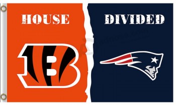 Wholesale custom NFL Cincinnati Bengals 3'x5' polyester flags  divided with patriots