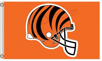Wholesale custom NFL Cincinnati Bengals 3'x5' polyester flags helmet tiger stripes