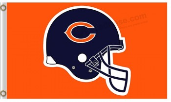 Custom nfl chicago bears 3'x5 'poliéster bandeiras capacete com fundo laranja para venda