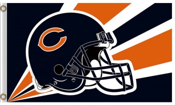 Custom NFL Chicago Bears 3'x5' polyester flags helmet radiaactive rays for sale