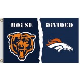 NFL Chicago Bears 3'x5' polyester flags divided with broncos for sale