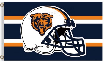 Wholesale custom high-end NFL Chicago Bears 3'x5' polyester flags helmet with stripes