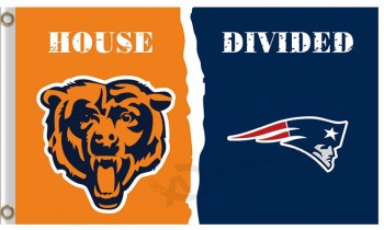 Haut de gamme personnalisé-Fin nfl chicago ours 3'x5 'drapeaux en polyester maison divisée avec des patriotes