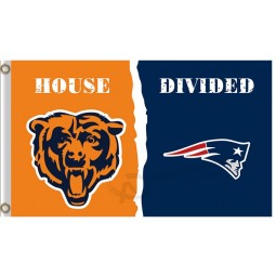 Wholesale custom high-end NFL Chicago Bears 3'x5' polyester flags house divided with Patriots