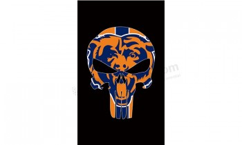 Wholesale custom high-end NFL Chicago Bears 3'x5' polyester flags SKULL