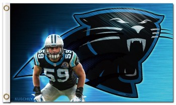 定制高-结束nfl carolina黑豹3'x5'聚酯标志kuechly #59