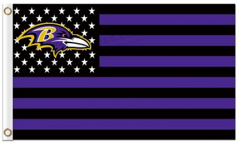 定制高-结束nfl baltimore ravens 3'x5'涤纶旗星条纹紫色暗