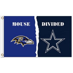 Custom high-end NFL Baltimore Ravens 3'x5' polyester flags divided with cowboys