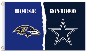 Custom high-end NFL Baltimore Ravens 3'x5' polyester flags divided with cowboys