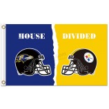 Benutzerdefinierte hoch-Ende nfl baltimore ravens 3'x5 'Polyesterflaggenhelm geteilt mit Steelers