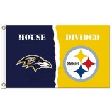 Benutzerdefinierte hoch-Ende nfl baltimore ravens 3'x5 'Polyesterflaggen geteilt mit Steelers