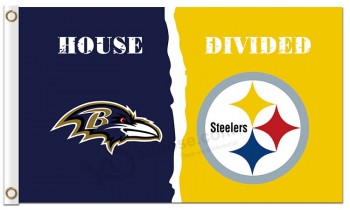 Custom high-end NFL Baltimore Ravens 3'x5' polyester flags divided with steelers