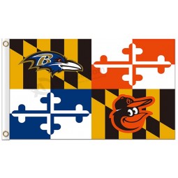 Custom high-end NFL Baltimore Ravens 3'x5' polyester flags with baltimore orioles