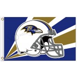 Benutzerdefinierte hoch-Ende nfl Baltimore Raben 3'x5 'Polyester Fahnen Helm radioaktive Strahlen Streifen