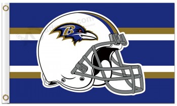定制高-结束nfl baltimore乌鸦3'x5'聚酯标志头盔带条纹