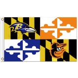 Benutzerdefinierte hoch-Ende nfl baltimore ravens 3'x5 'Polyesterflaggen