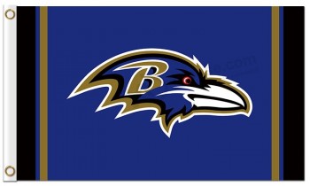 Custom high-end NFL Baltimore Ravens 3'x5' polyester flags vertical sripes