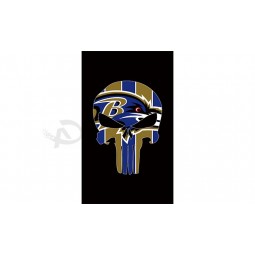Benutzerdefinierte hoch-Ende nfl Baltimore Raben 3'x5 'Polyester Flaggen Schädel