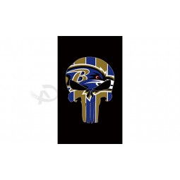 Custom high-end NFL Baltimore Ravens 3'x5' polyester flags skull