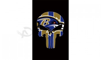 Custom high-end NFL Baltimore Ravens 3'x5' polyester flags skull